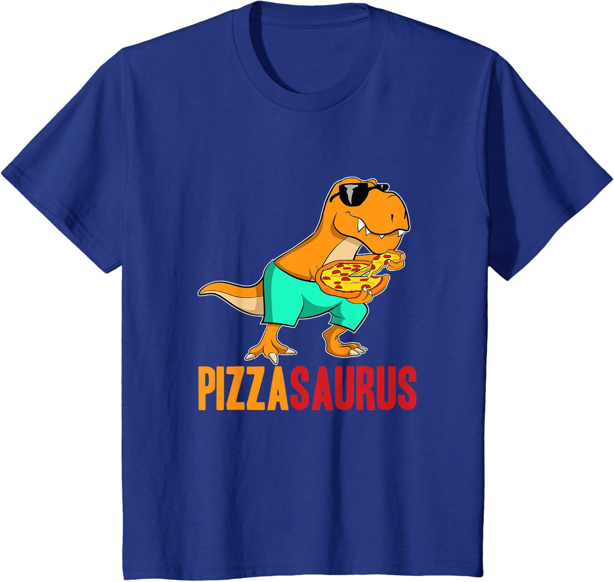 Kids Pizzasaurus Pizza Dino Dinosaur T-Rex Toddler Pizza for Boys T-Shirt - Royal Blue
