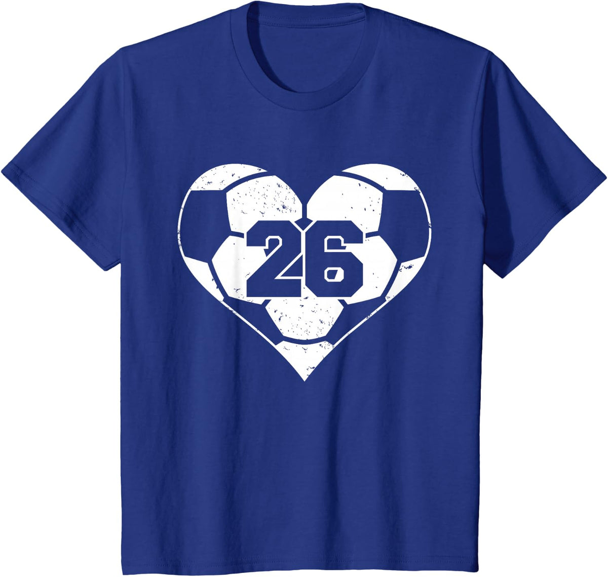 Funny Soccer Shirt Number 26 Jersey Heart Game Day Tee T-Shirt - Royal Blue