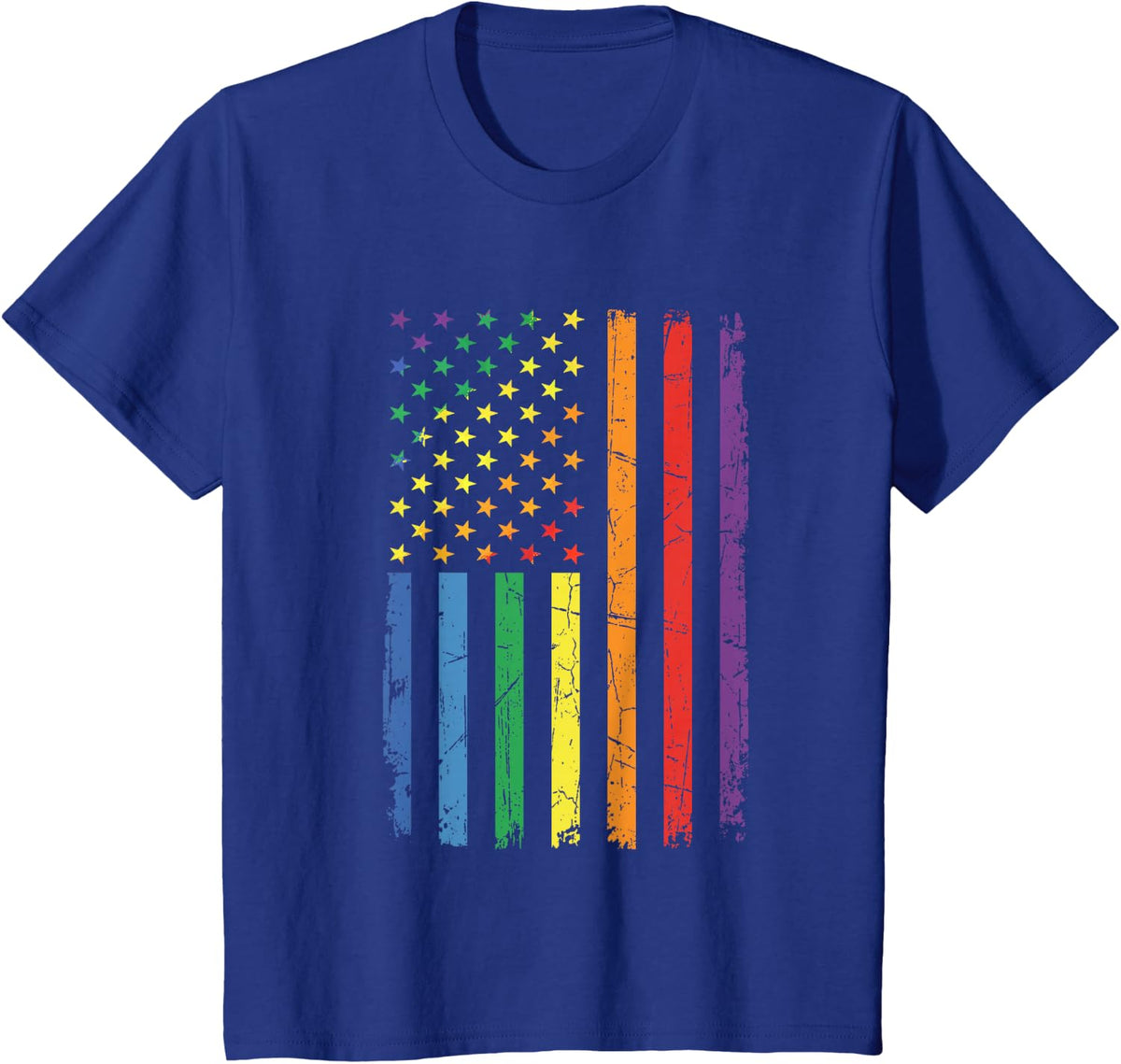 Rainbow US American Flag LGBTQ Gay Pride Month Men Women Kid T-Shirt - Royal Blue