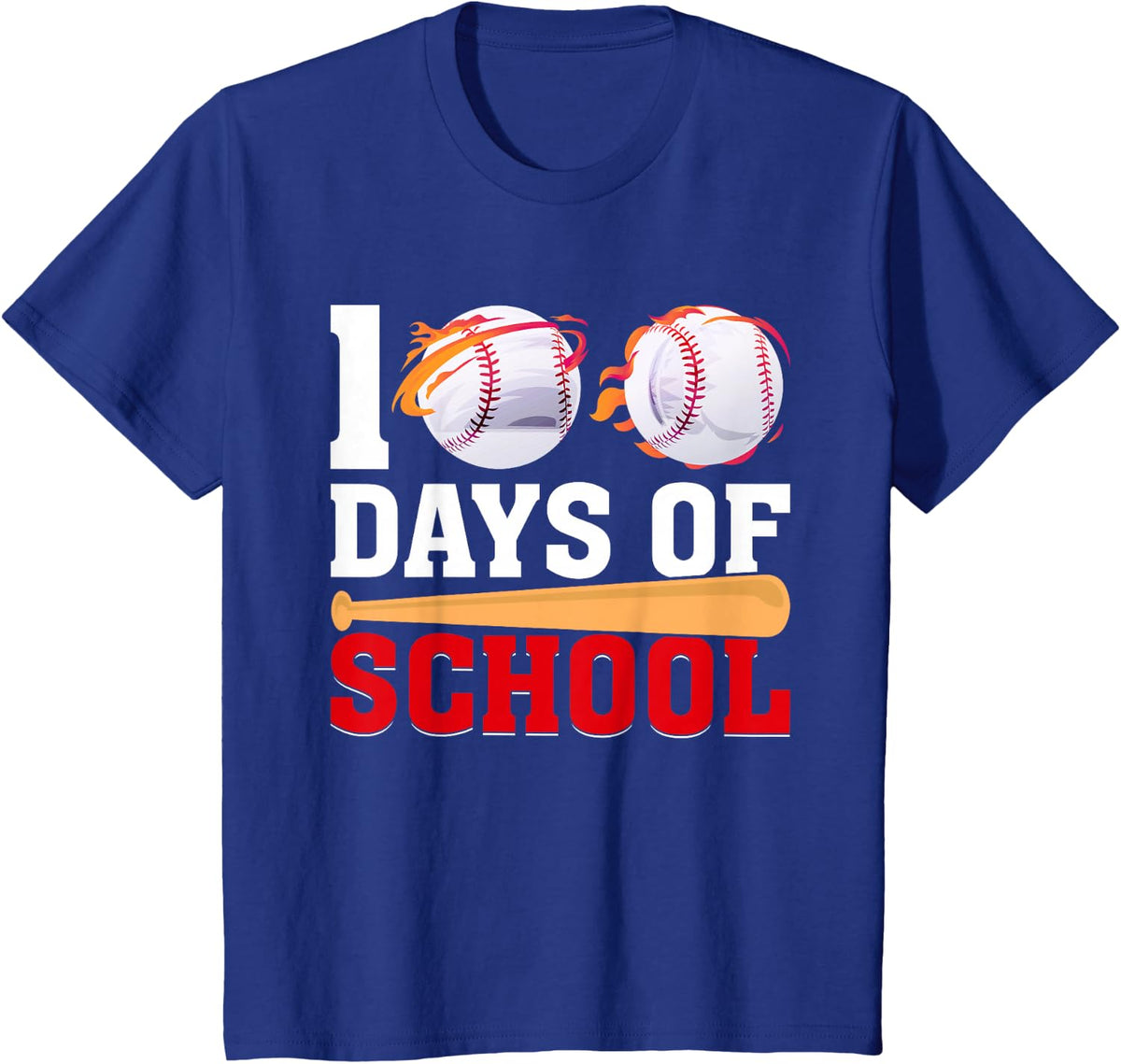 100 Days Of School Baseball 100th Day Student Kids Boys T-Shirt - Royal Blue