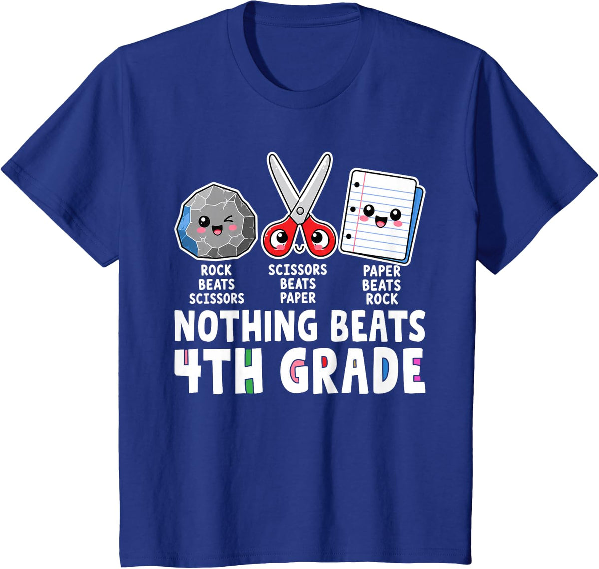 Back to School Nothing Beats 4th Grade Rock Paper Scissors T-Shirt - Royal Blue