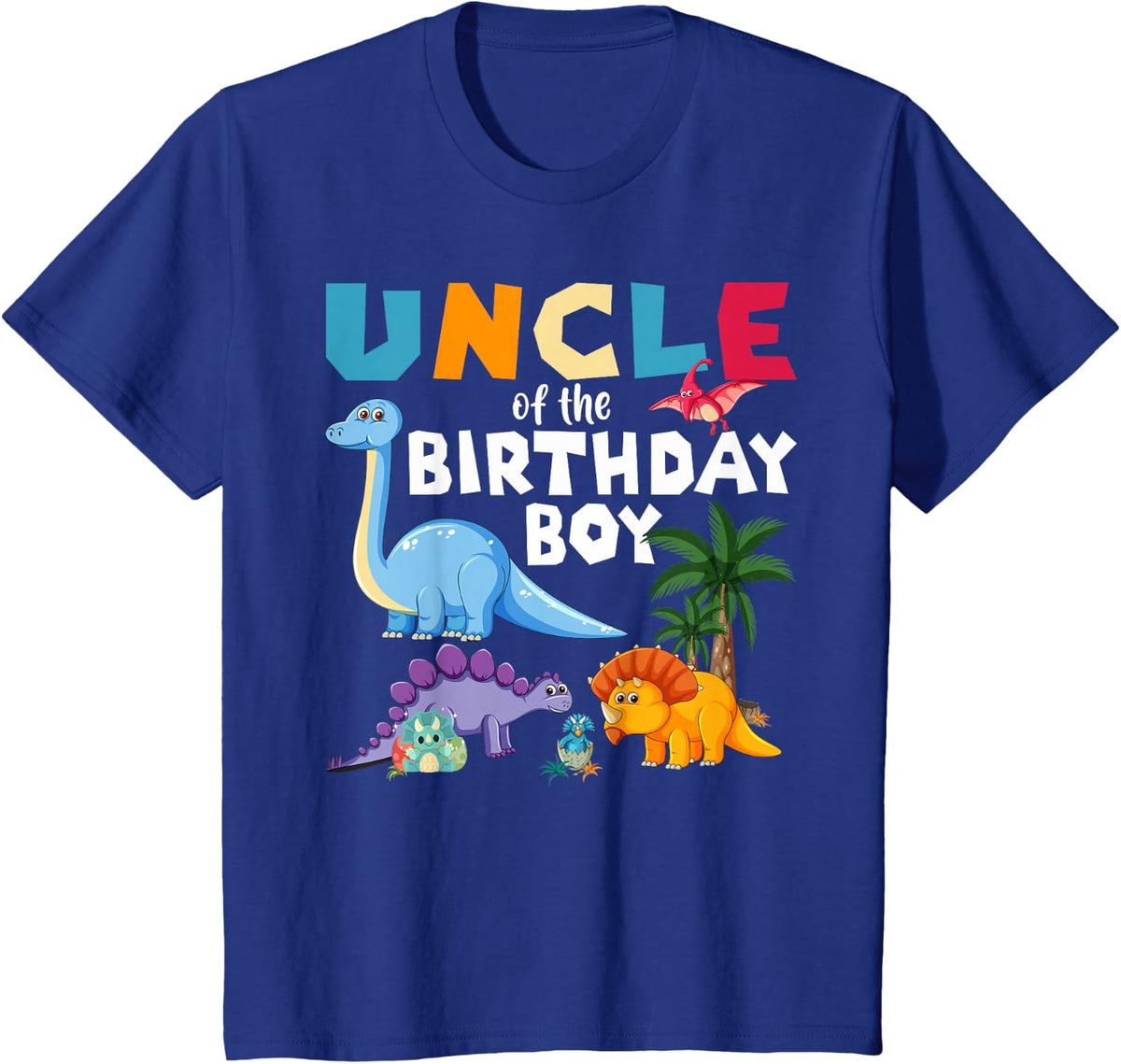 Uncle of the Birthday Boy T-Rex RAWR Dinosaur Birthday boy T-Shirt - Royal Blue