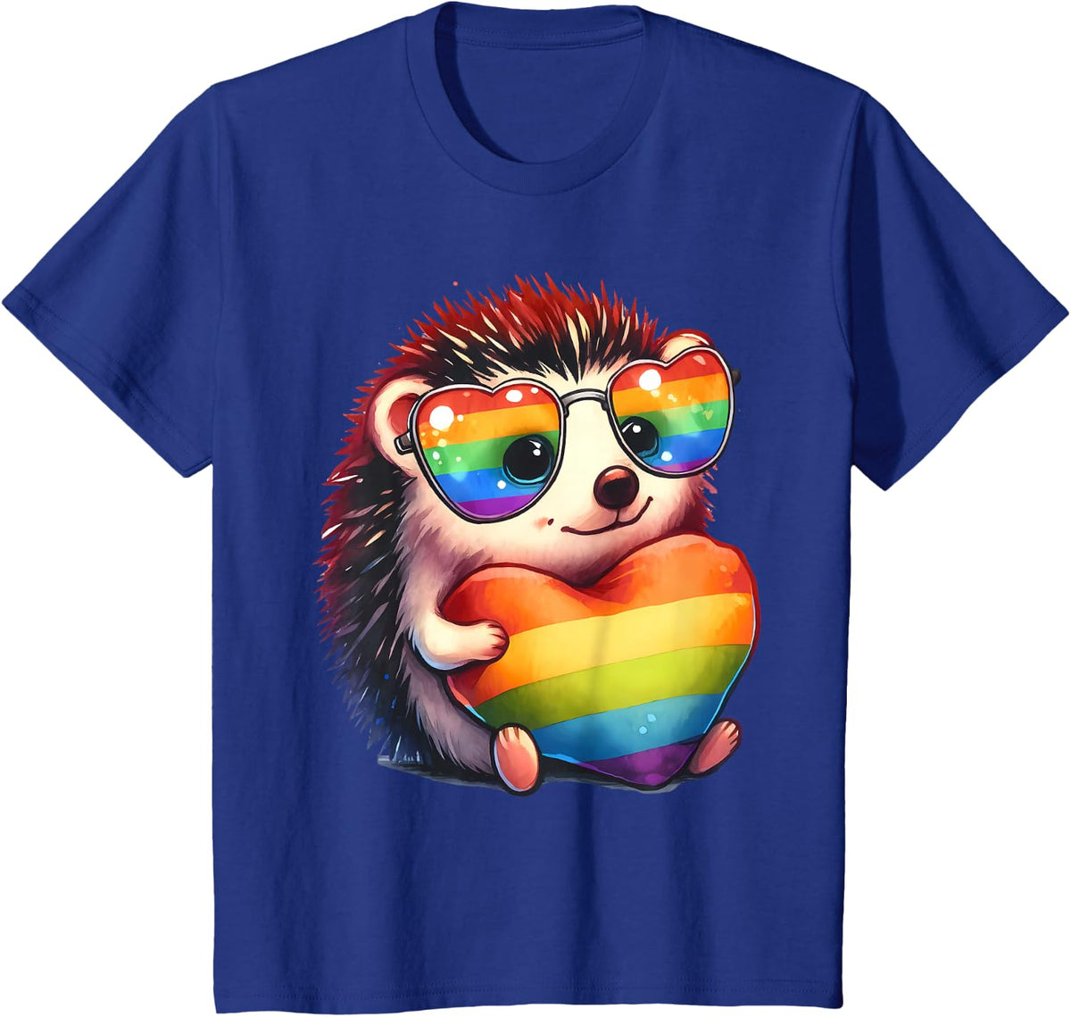 Gay Pride Hedgehog Heart Rainbow Flag LGBT Women Girls Kids T-Shirt - Royal Blue