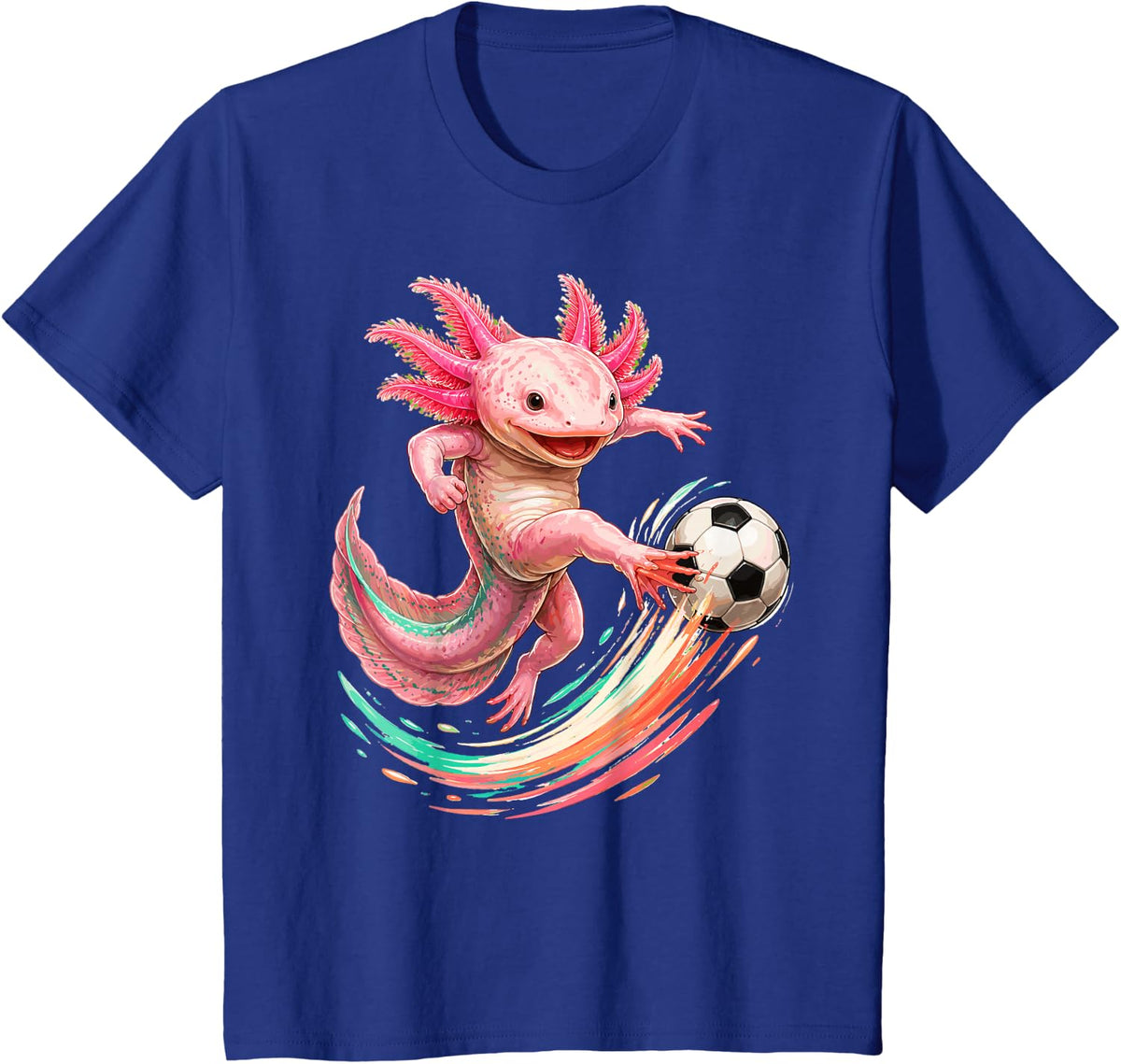 Axolotl Soccer Player Funny Lover Futbol Fan Kids T-Shirt - Royal Blue