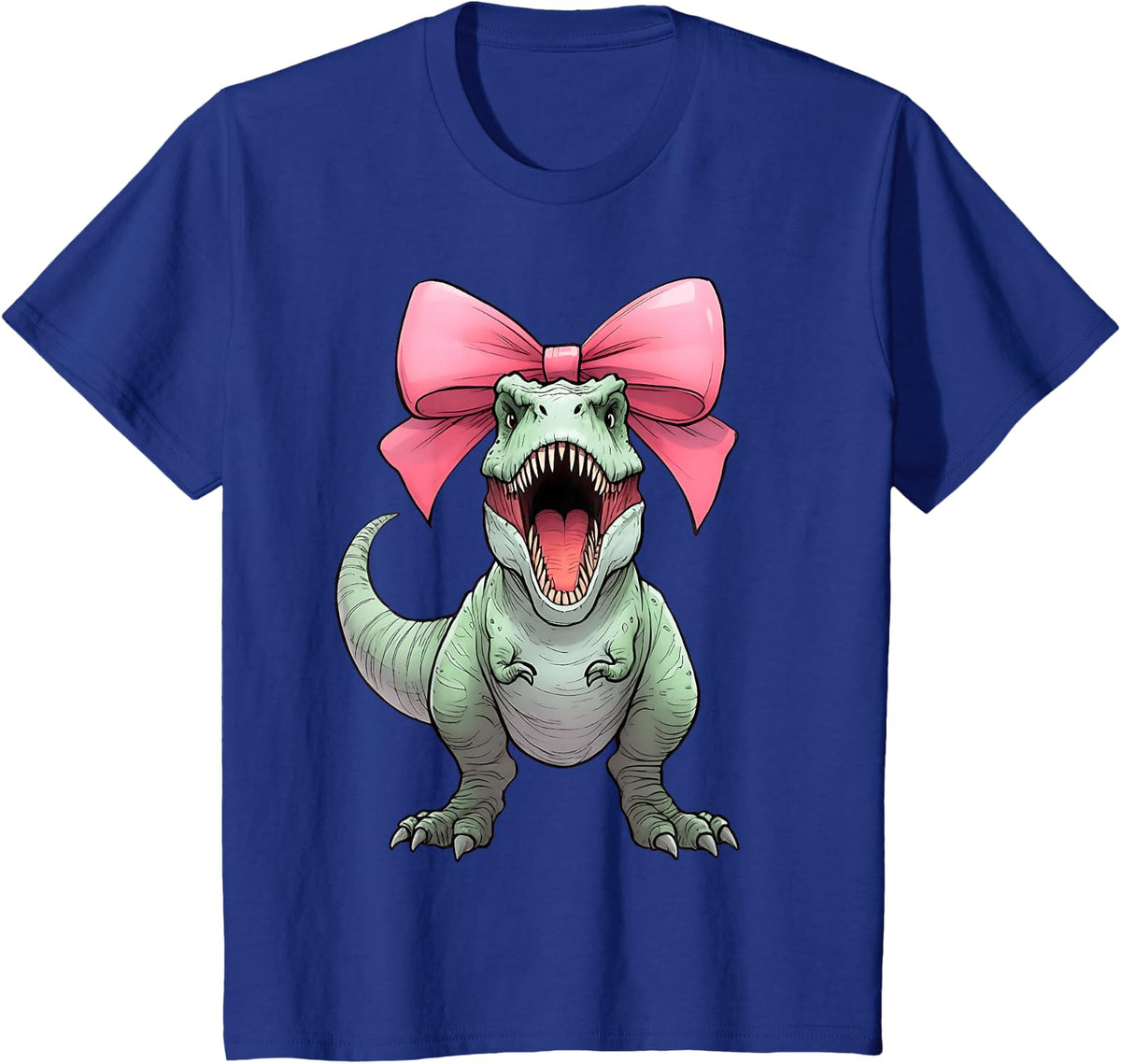 Coquette Bow T-Rex Dinosaur Tyrannosaurus Rex Band Mama T-Shirt - Royal Blue