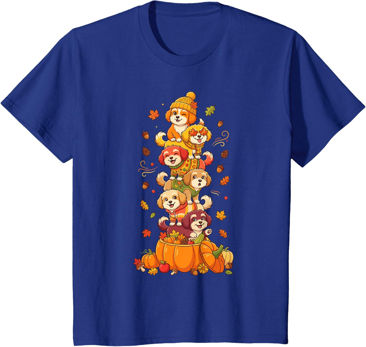 Autumn Pumpkin Fall Havanese Thanksgiving Womens Mens Kids T-Shirt - Royal Blue
