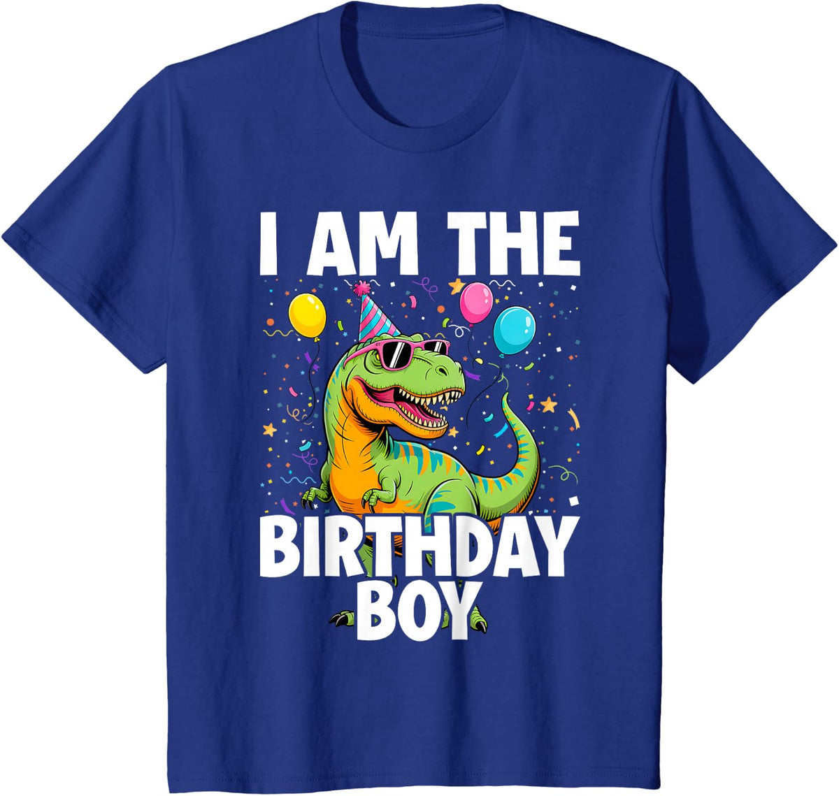 I Am The Birthday Boy Trex Dino Party Family Match Boys Kids T-Shirt - Royal Blue