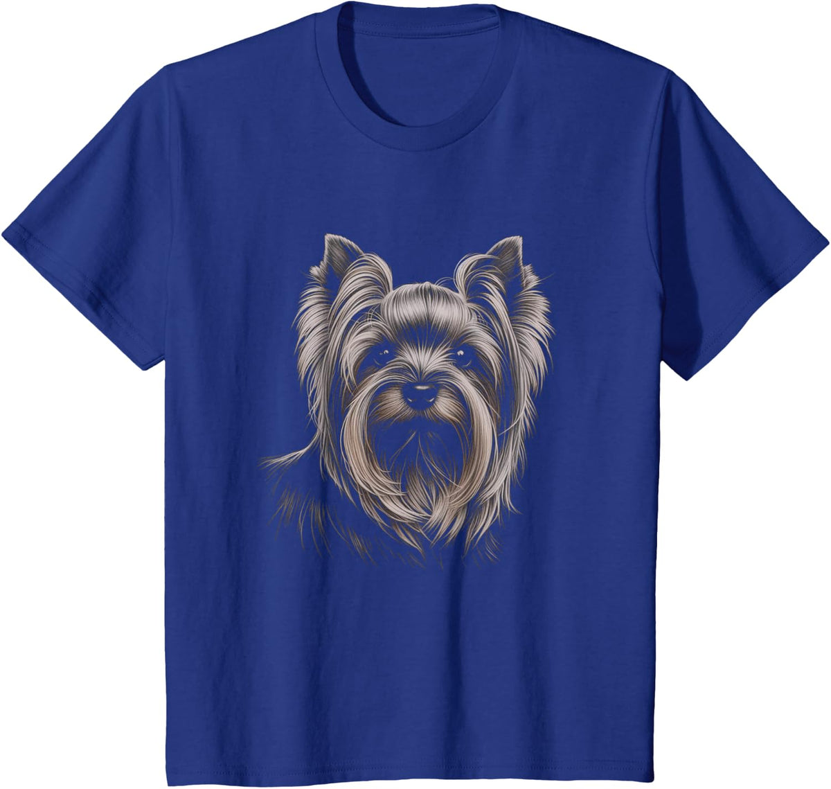 Silky Terrier Face Drawing Art Design T-Shirt - Royal Blue