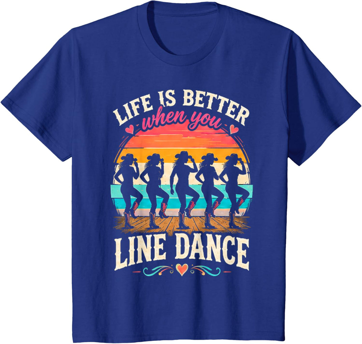 Cute Country Line Dancing Cowgirl Funny Girl Line Dance T-Shirt - Royal Blue