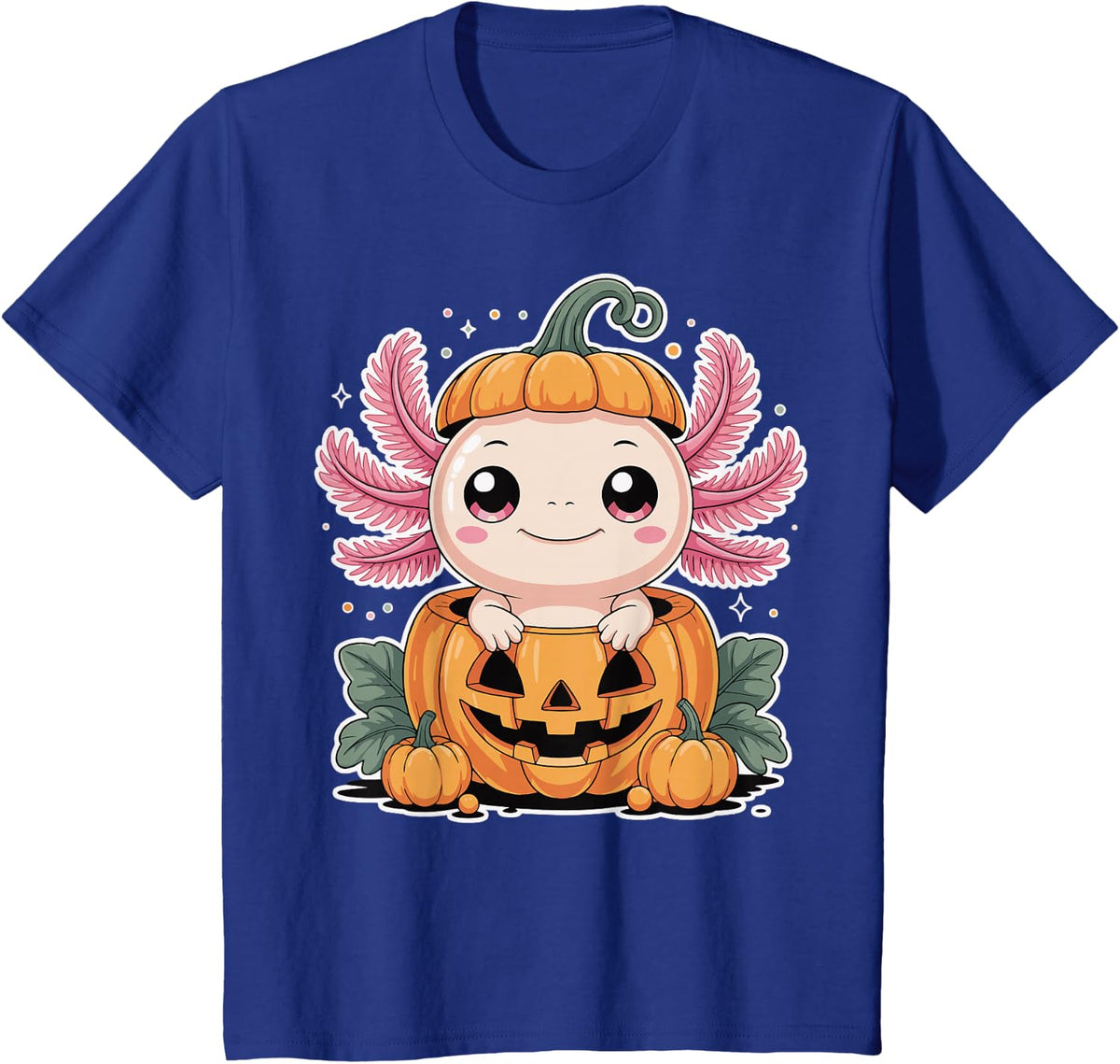 Axolotl Pumpkin Halloween T-Shirt - Royal Blue