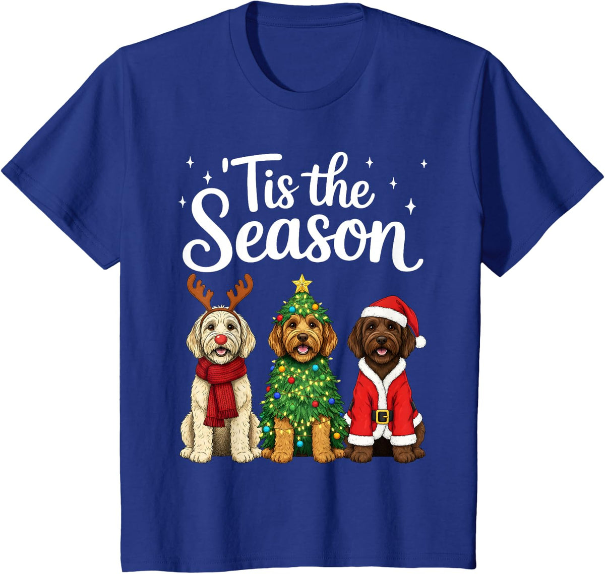 Tis The Season Goldendoodle Christmas Santa Doodle Dog Lover T-Shirt - Royal Blue