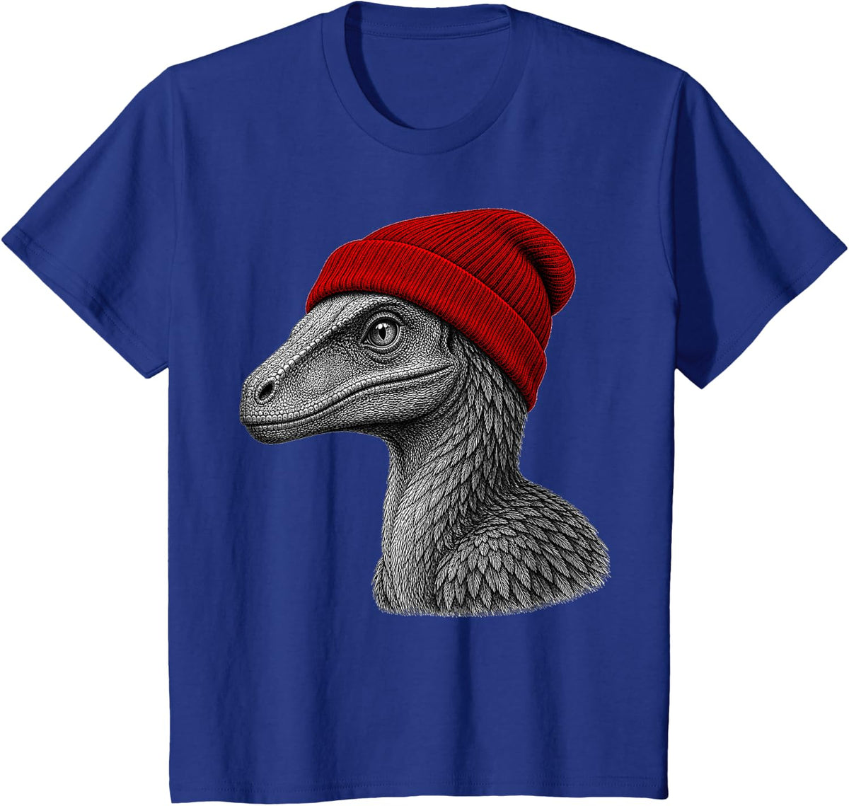Velociraptor Wearing Beanie Funny Chill Dinosaur Lover T-Shirt - Royal Blue