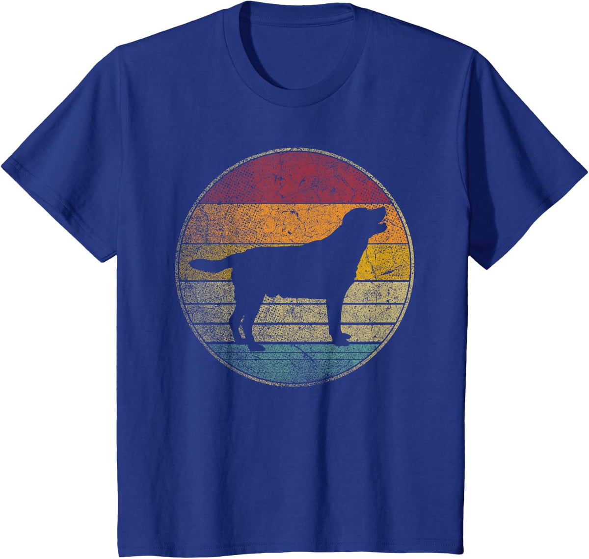 Labrador Retriever Dog Vintage Distressed Retro Silhouette T-Shirt - Royal Blue