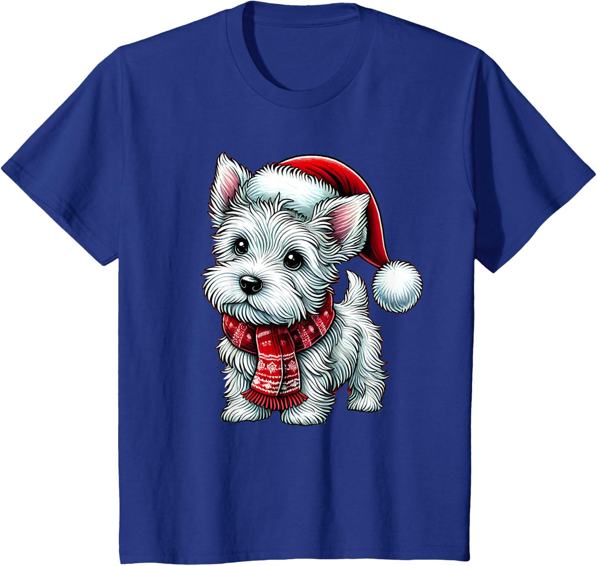 Scottish Terrier Christmas Santa Hat Dog Scottie Lover T-Shirt - Royal Blue