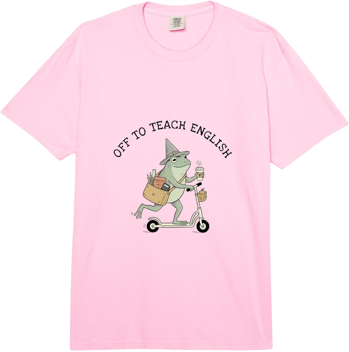 Off to Teach English Back to School Frog Comfort Colors Adult Heavyweight T-Shirt - Adult Unisex Pink