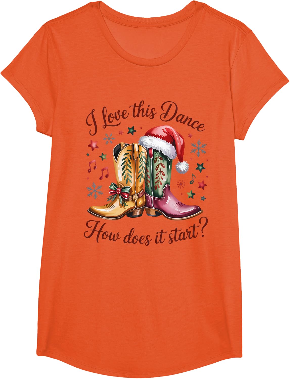 I Love This Dance How Does It Start Line Dancing Shirt Christmas Tee T-Shirt - Girls Orange