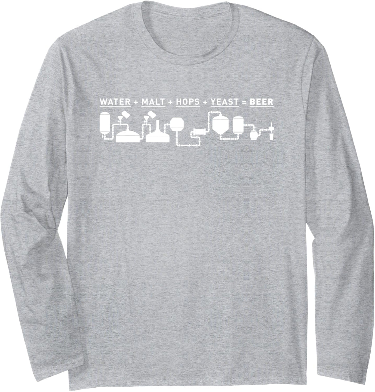 Beer Making Cycle Diagram For Homebrew Long Sleeve T-Shirt - Adult Unisex Heather Grey
