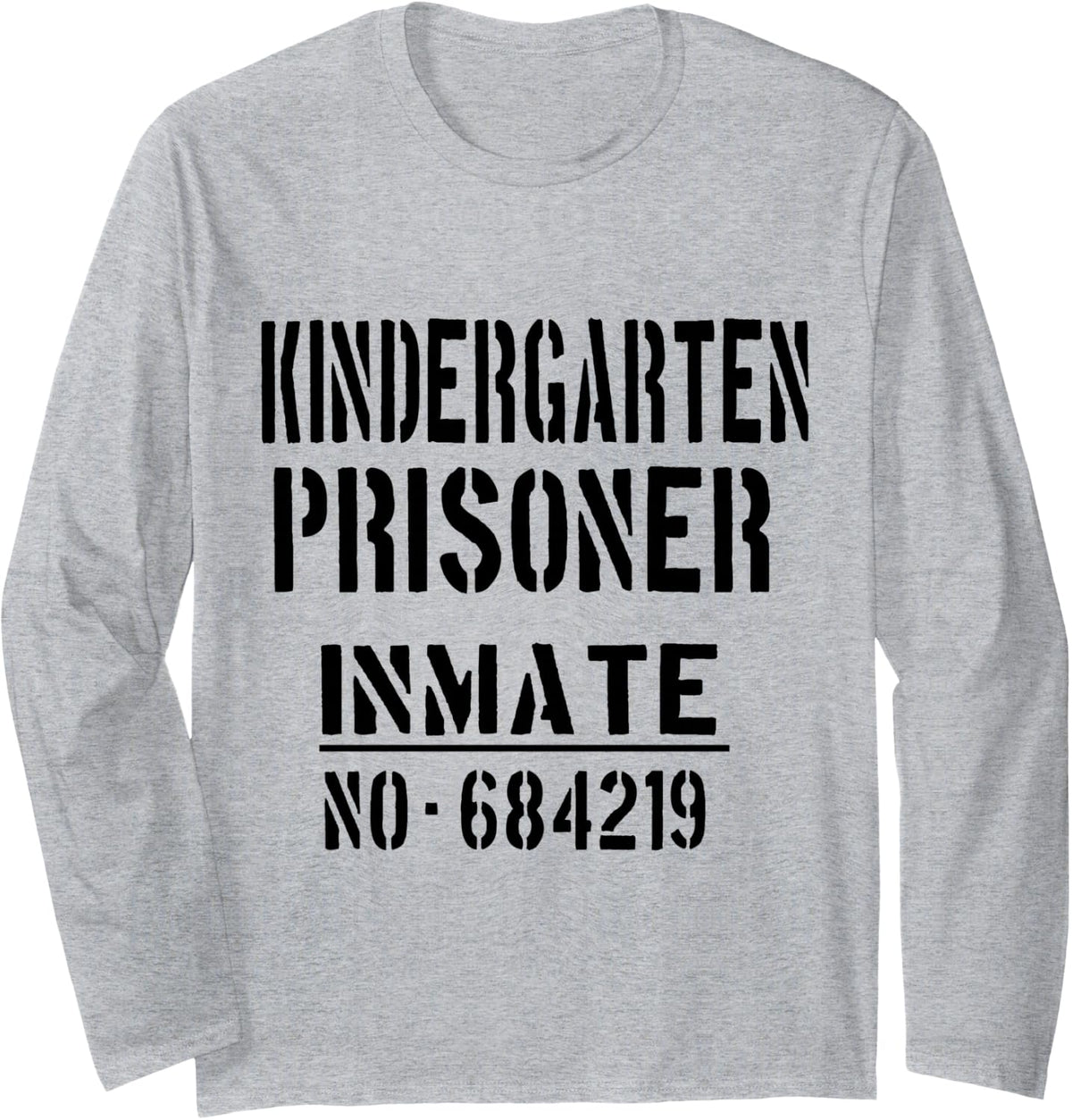 Kindergarten Teacher/Prisoner Halloween Costume Teacher Long Sleeve T-Shirt - Adult Unisex Heather Grey