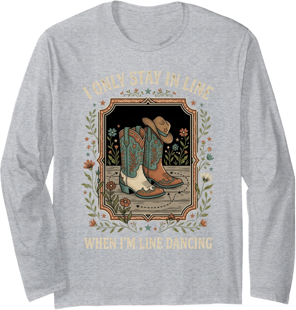 Line Dance Instructor Line Dancing Line Dancer Long Sleeve T-Shirt - Adult Unisex Heather Grey