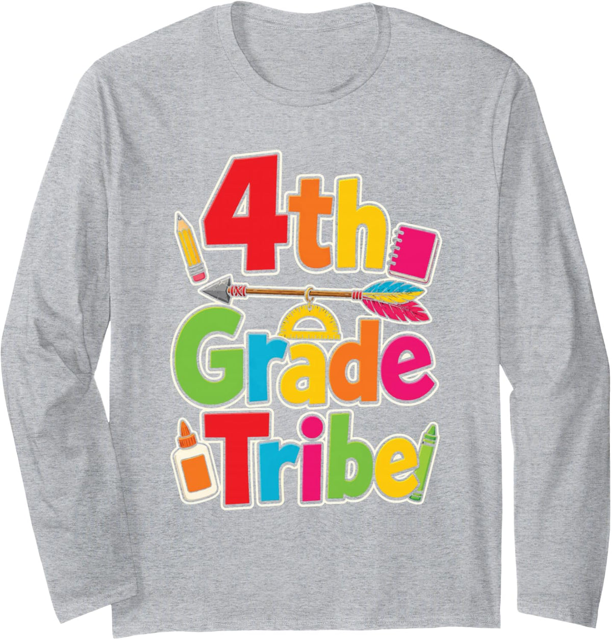 4th Grade Tribe Fourth Grader First Day Elementary School Long Sleeve T-Shirt - Adult Unisex Heather Grey