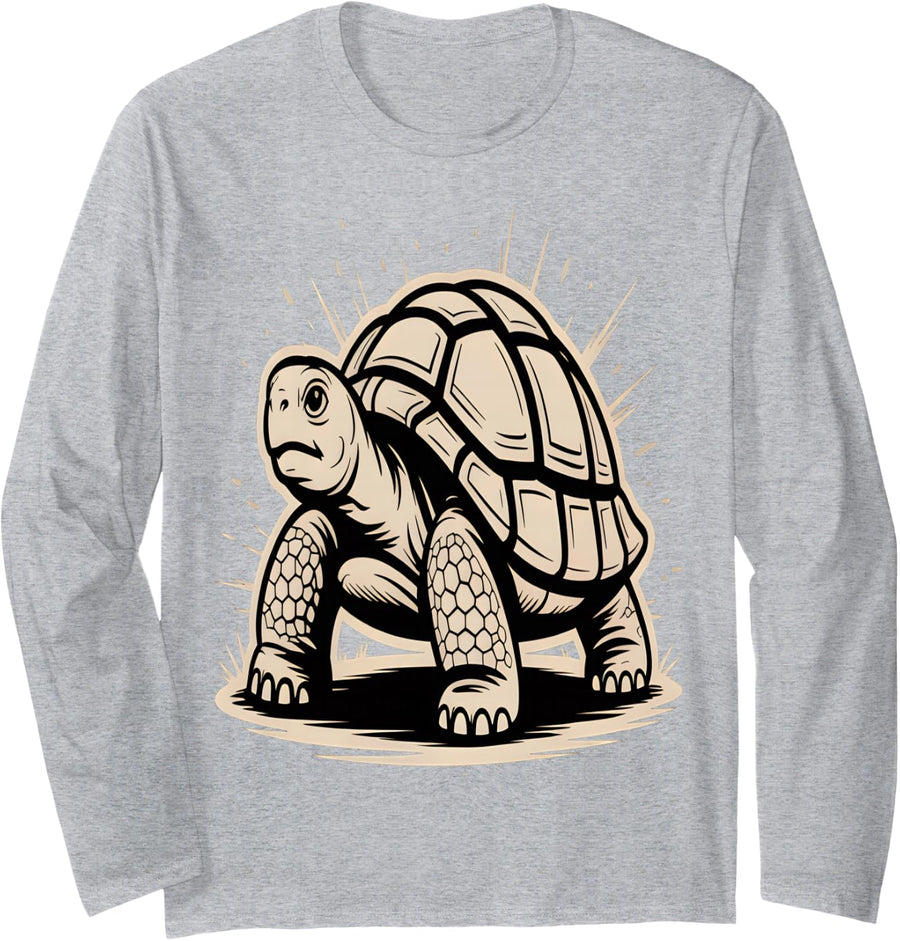 Vintage Tortoise Long Sleeve T-Shirt - Adult Unisex Heather Grey