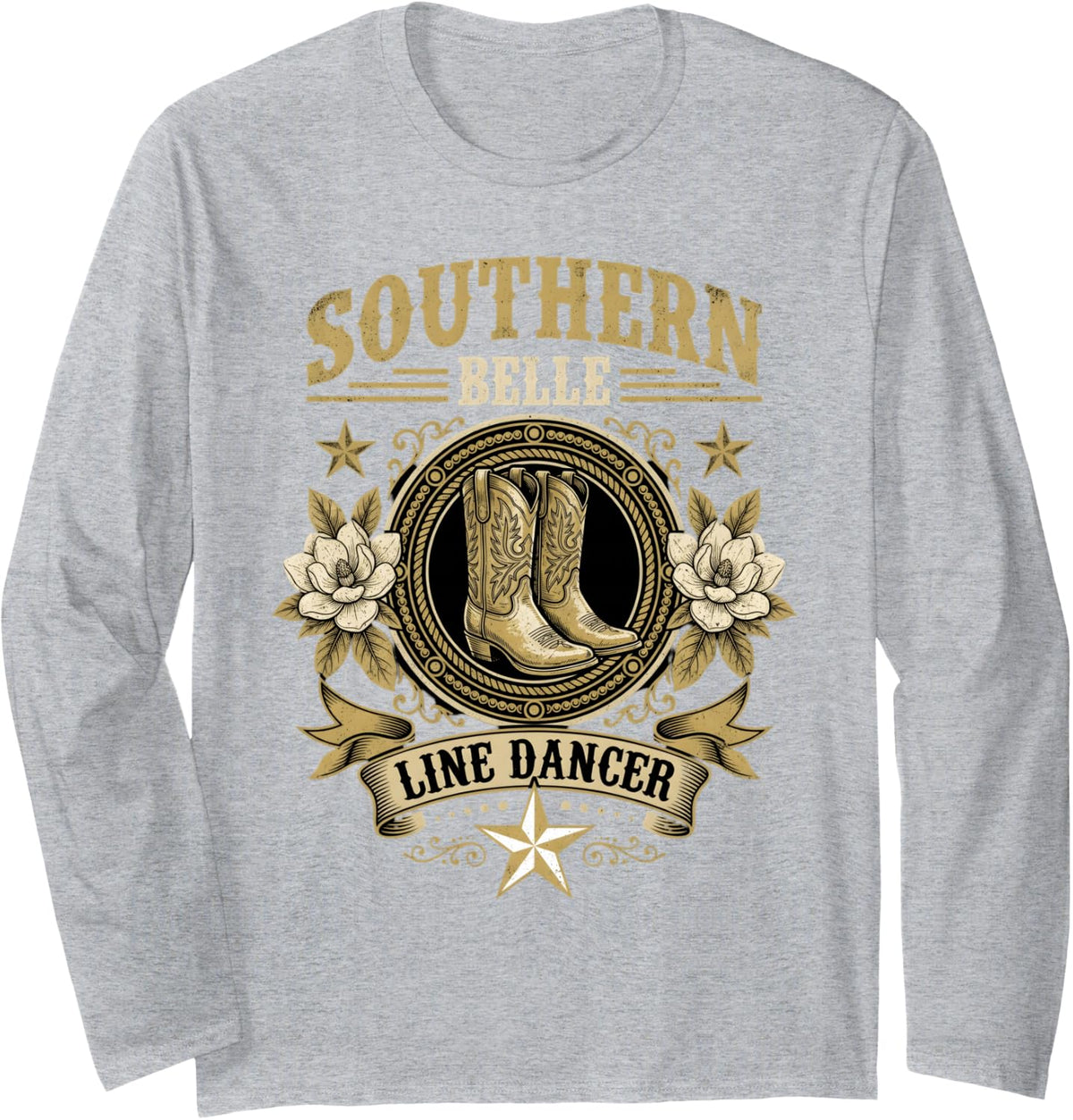 Line Dance Southern Belle Line Dancing Line Dancer Long Sleeve T-Shirt - Adult Unisex Heather Grey
