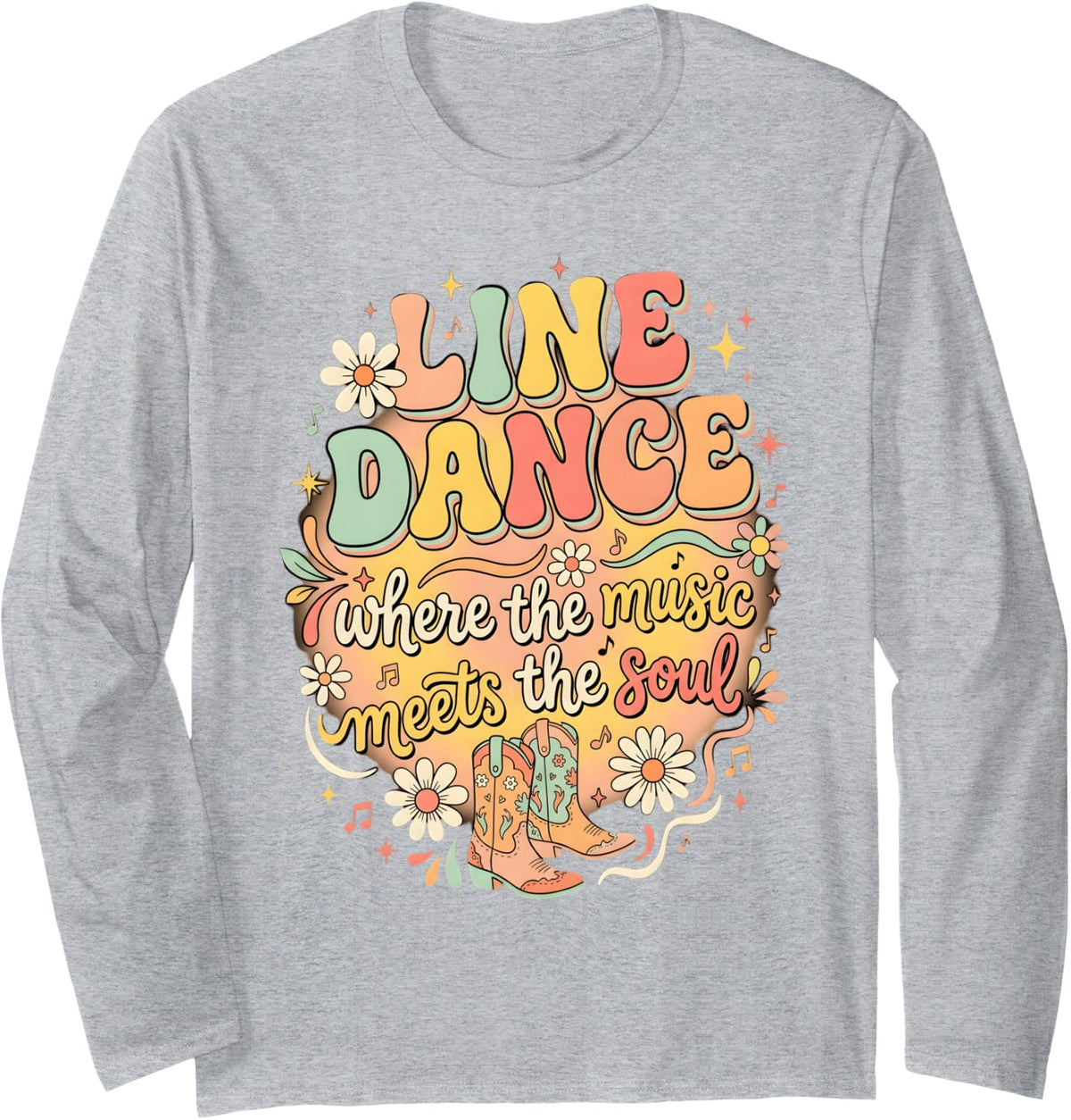 Line Dance Music Line Dancing Line Dancer Long Sleeve T-Shirt - Adult Unisex Heather Grey
