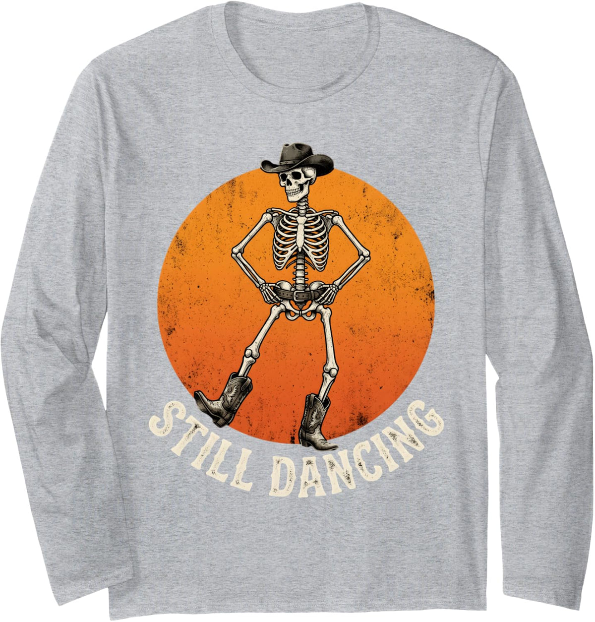 Line Dancing Skeleton Line Dance Line Dancer Long Sleeve T-Shirt - Adult Unisex Heather Grey