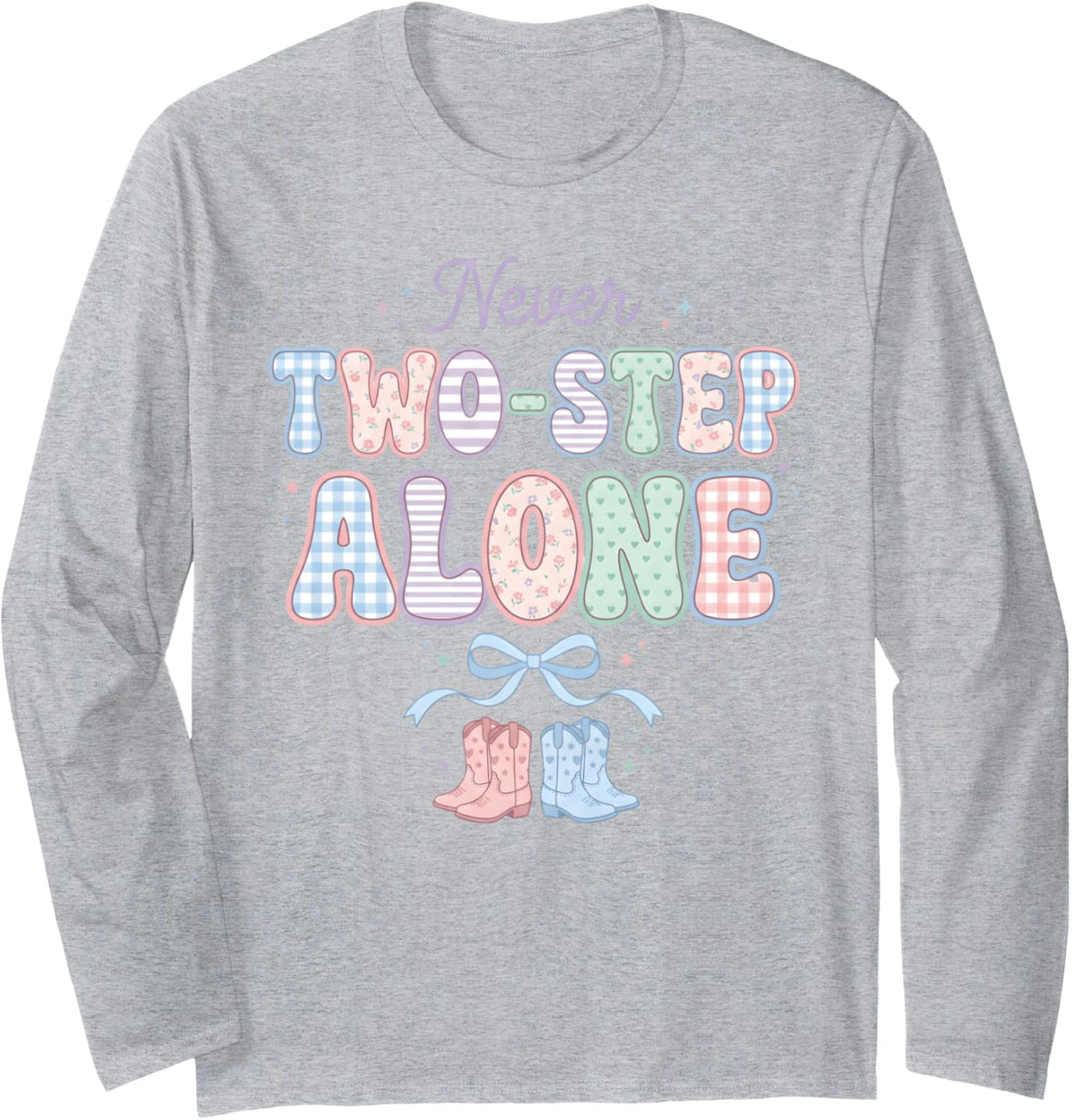 Line Dance Two Step Line Dancing Line Dancer Long Sleeve T-Shirt - Adult Unisex Heather Grey