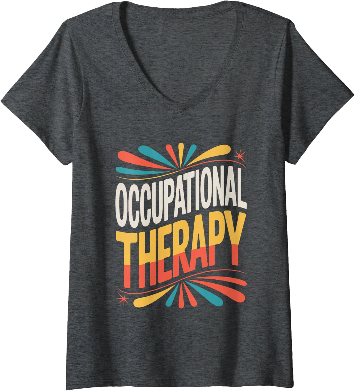 Women's Occupational Therapy Tools Sketch Design V-Neck T-Shirt - Dark Heather Grey