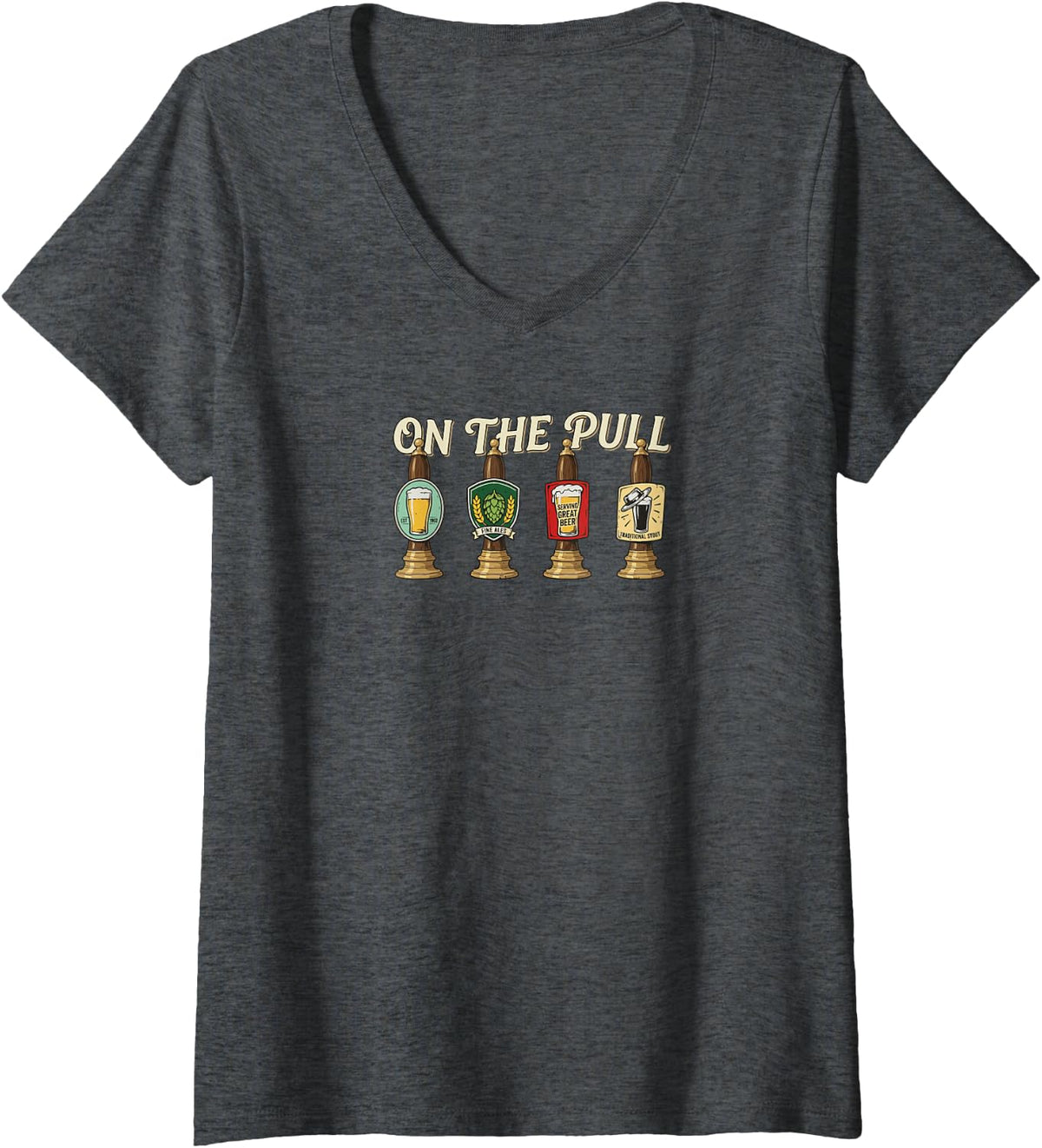 Women's On The Pull Beer - Funny Stag Do and Hen Do V-Neck T-Shirt - Dark Heather Grey