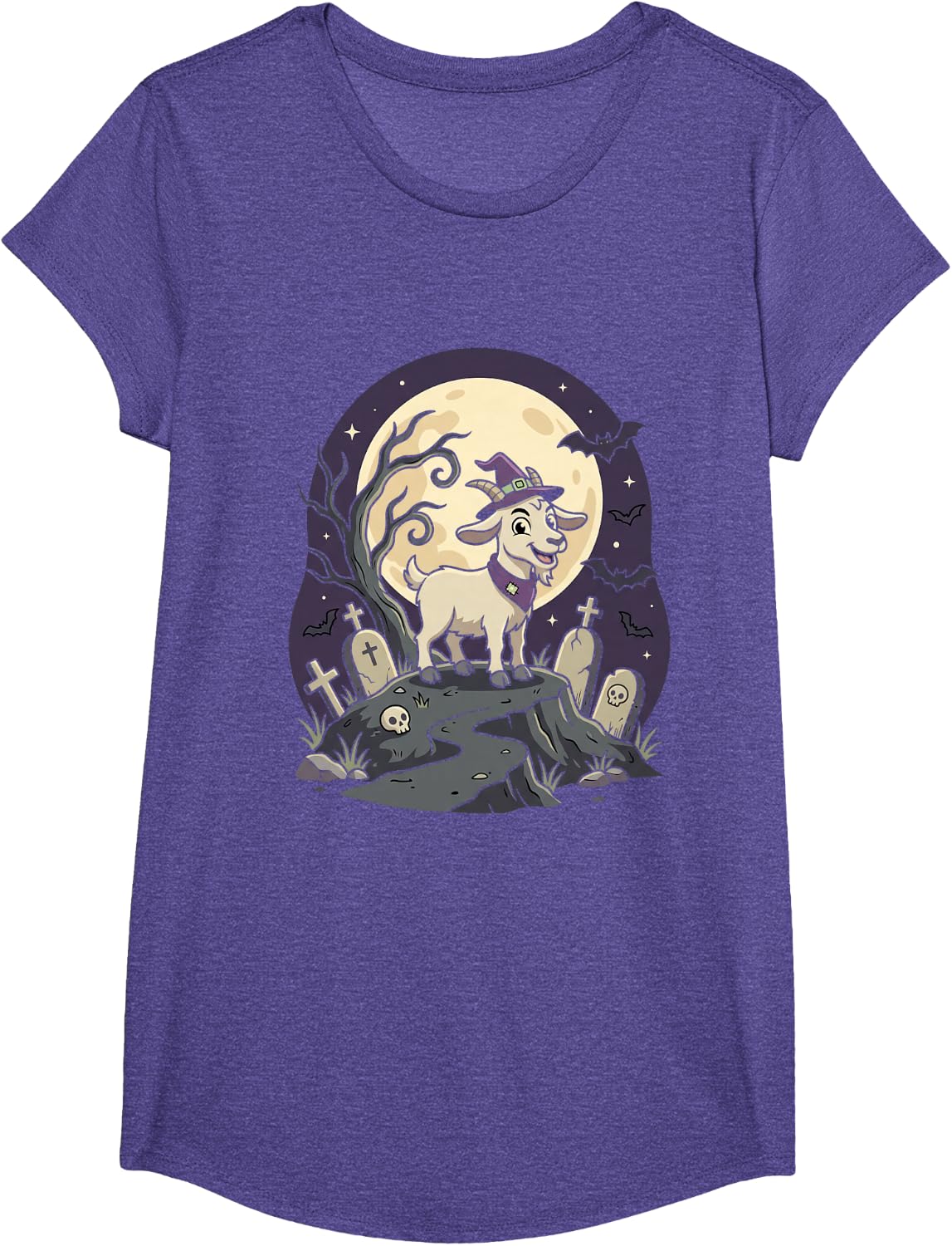 Cute Goat Halloween Costume T-Shirt - Girls Purple Heather