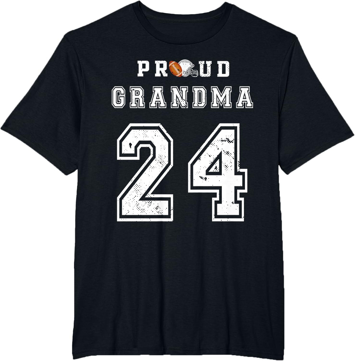 Custom Proud Football Grandma Number 24 Personalized For Men T-Shirt - Black