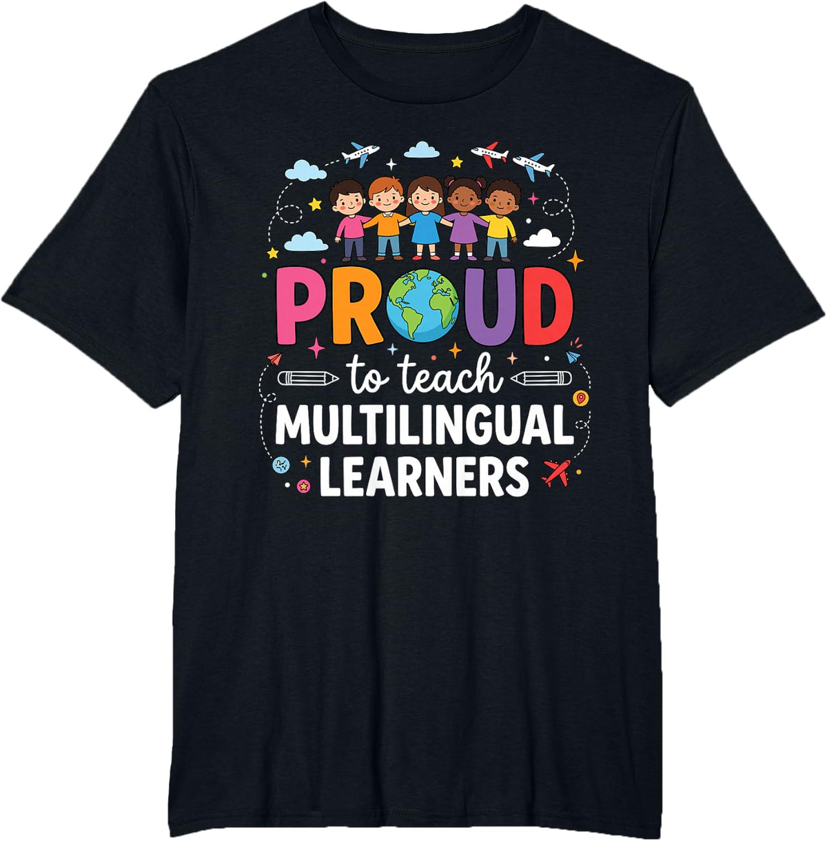 ESL English Teacher Proud to Teach Multilingual Learners T-Shirt - Black