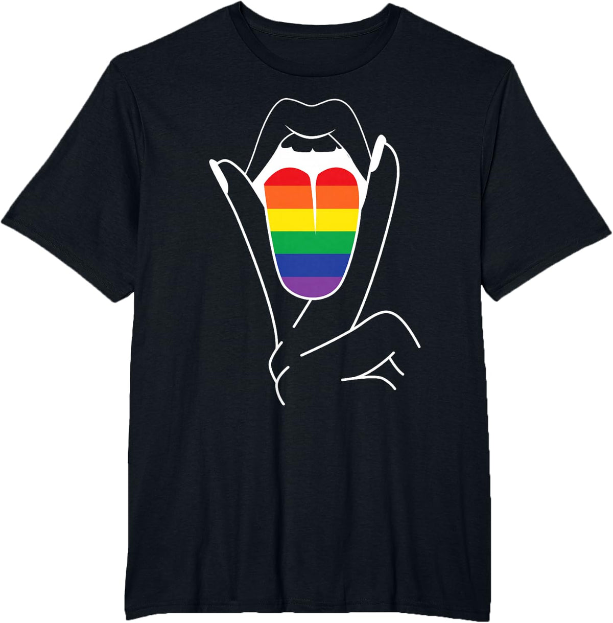 Rainbow Pride Tongue Adult Gay Party Lesbian Queer CSD LGBT T-Shirt - Black