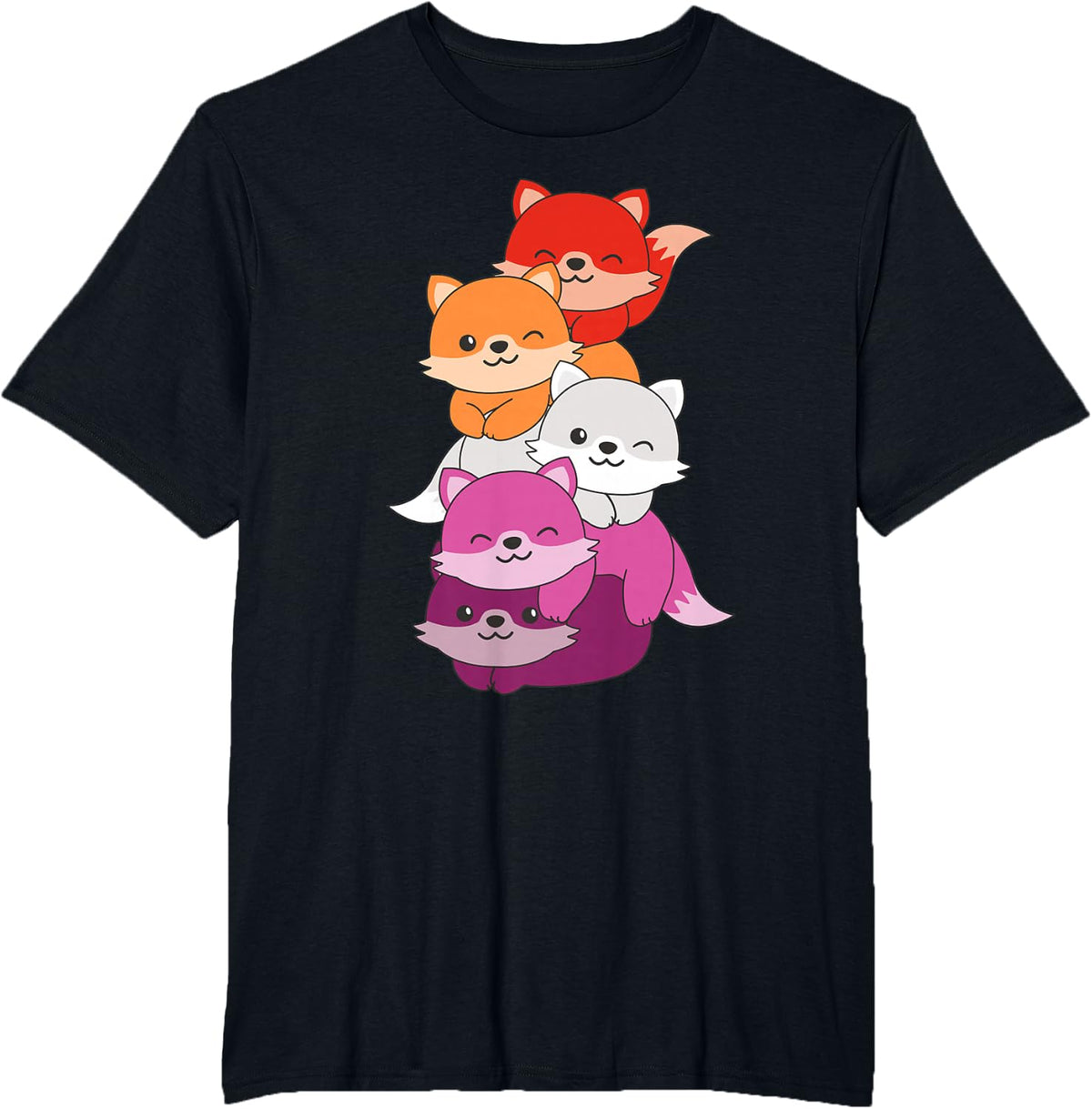 Lesbian Flag Pride Month Lgbtq Lesbian Fox T-Shirt - Black