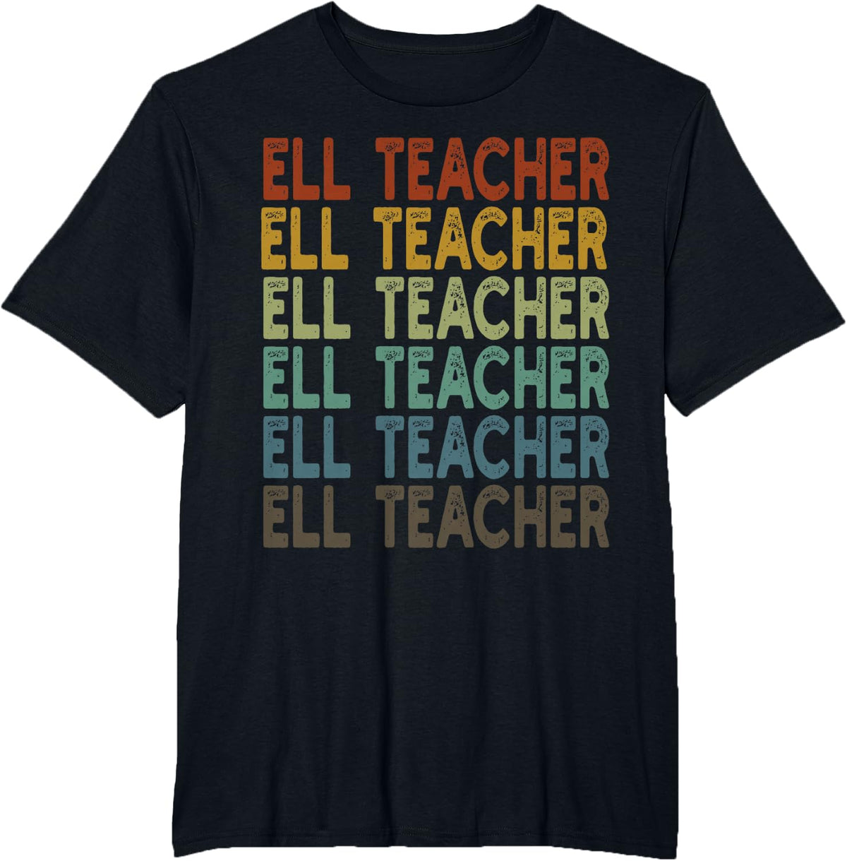 ELL Teacher Retro Repeat English Language School Art T-Shirt - Black
