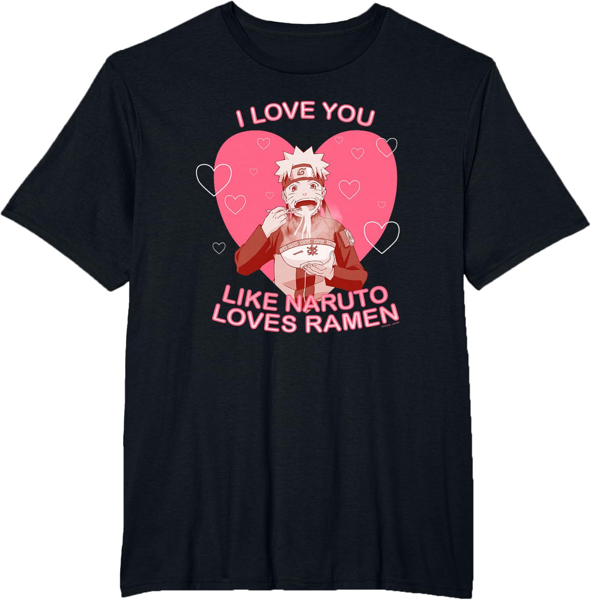 I Love You Like Naruto Loves Ramen Valentine's Day Anime T-Shirt - Black