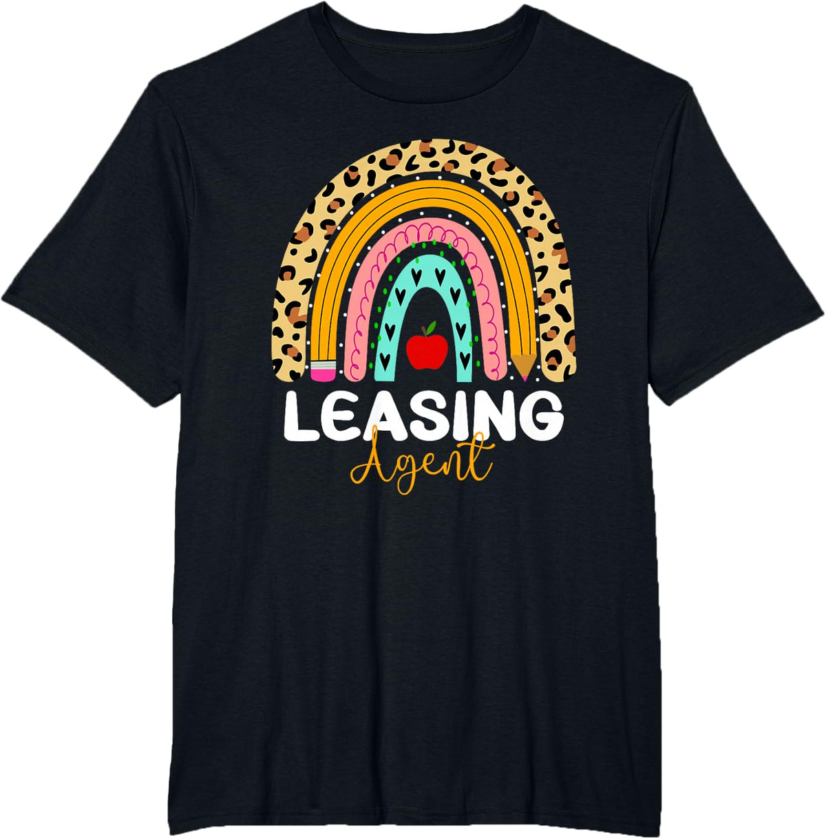 Leasing Agent Leopard Rainbow Real Estate Investor Houses T-Shirt - Black