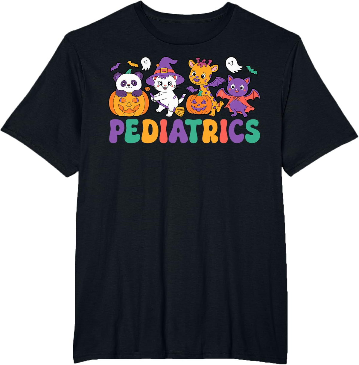 PEDS Nursing Spooky Pediatric Nurse Halloween Costume T-Shirt - Black
