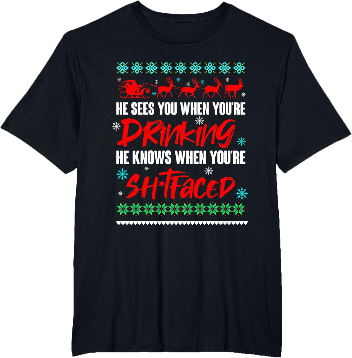 Hilarious Christmas Sweater Party Joke XMAS Shirts Unisex-Adults Black Small Modern Hooded Crew Neck Long Sleeve T-Shirt He