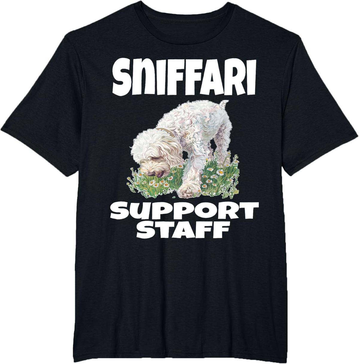 Sniffari Support Staff Funny Labradoodle Dog Lover Puppy Men Women T-Shirt - Black