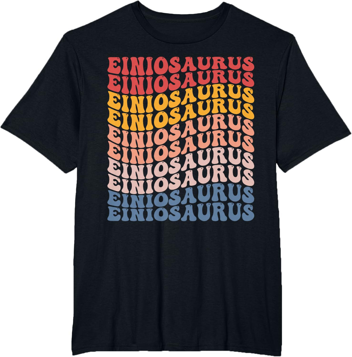 Einiosaurus Groovy Retro Dinosaur T-Shirt - Black