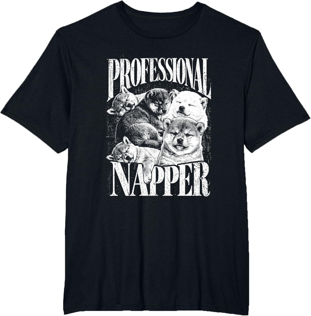 Shiba Inu Puppy Pro Napper Funny T-Shirt - Black
