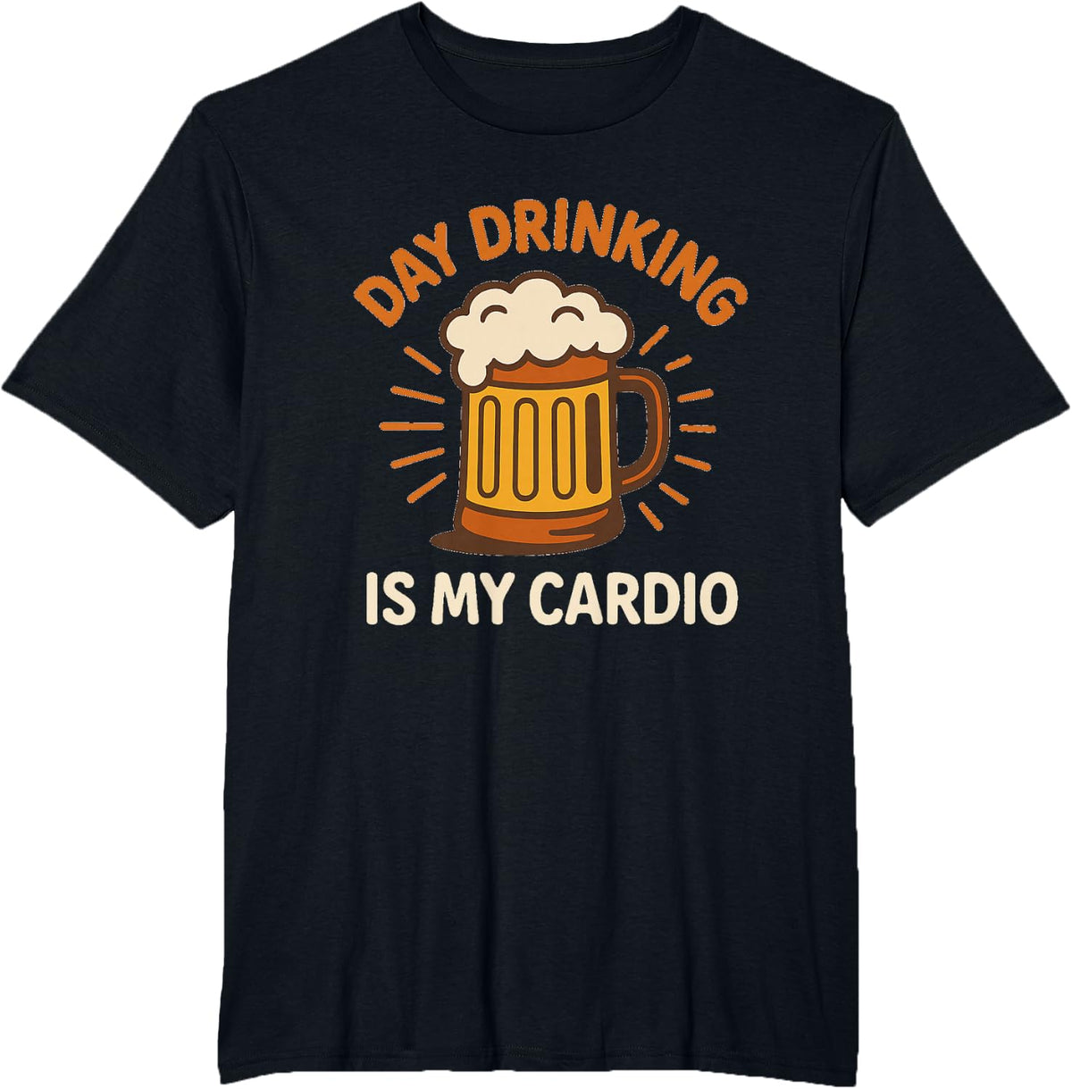 Day Drinking is My Cardio Beer Lover Workout Excuse Gym T-Shirt - Black