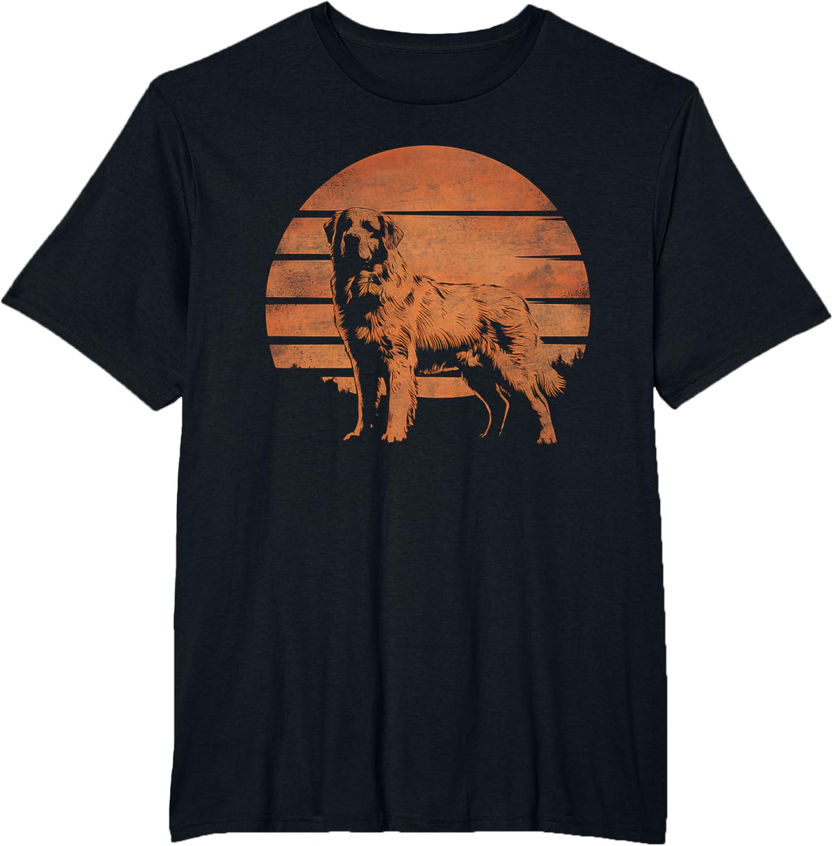 Retro Design Great Pyrenees Dog T-Shirt - Black
