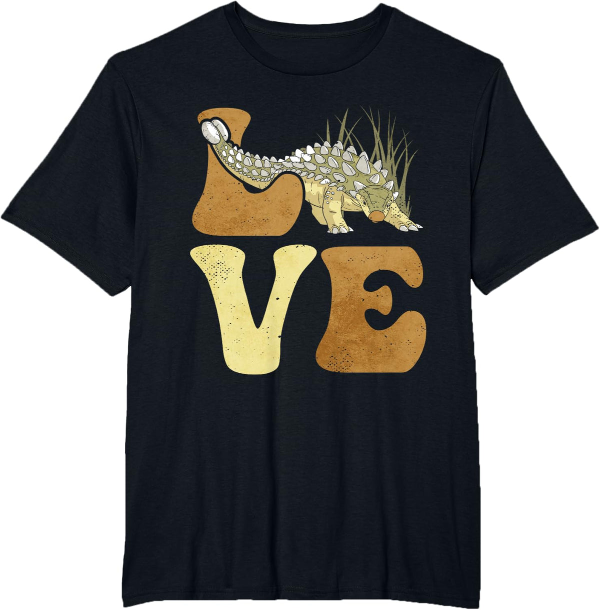 Ankylosaurus Dinosaur Love T-Shirt - Black