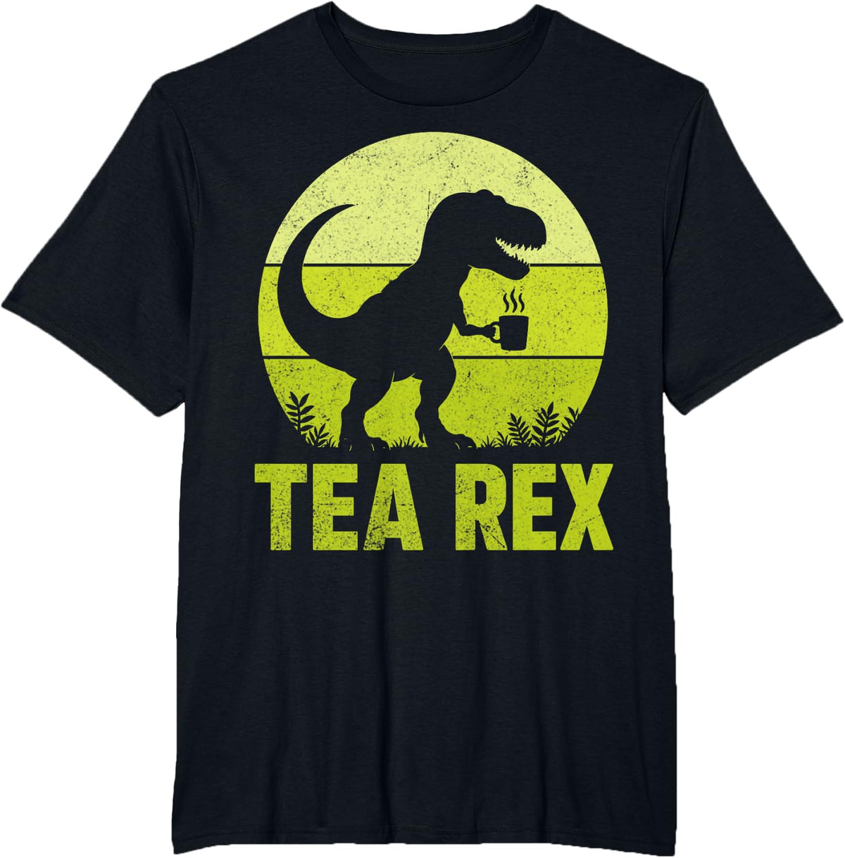 Tea Rex Funny Dinosaur T-Rex Tea Lover Pun T-Shirt - Black