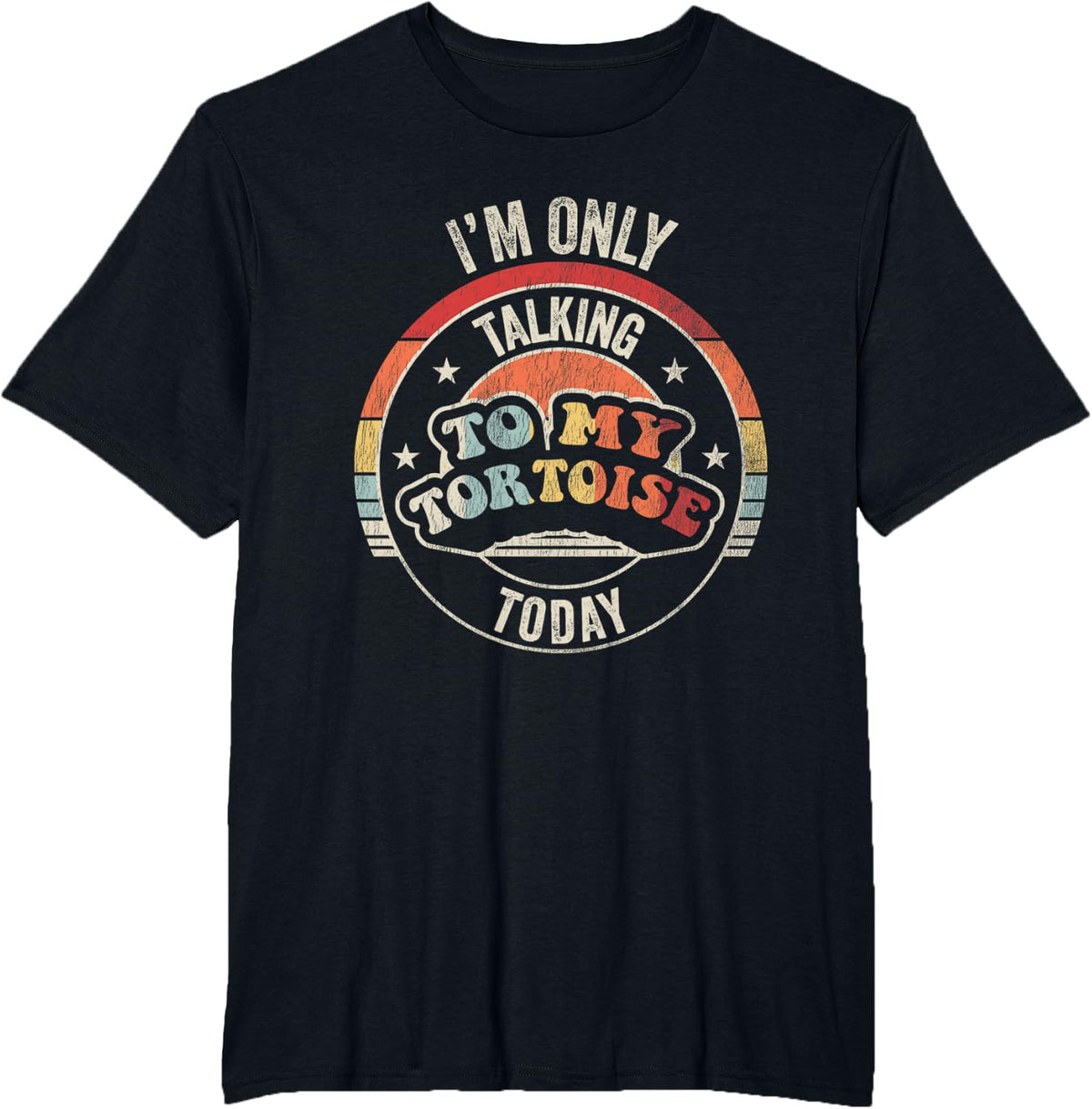 Retro Tortoise Lover Funny Vintage 70s Style Emblem T-Shirt - Black