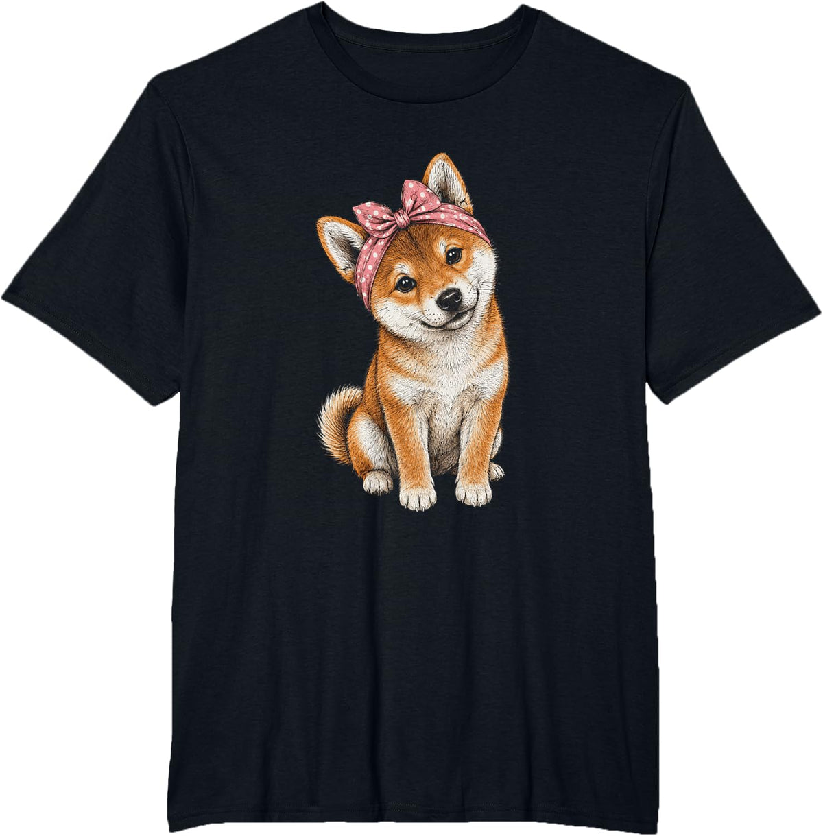 Shiba Inu Artwork Graphic for Girls T-Shirt - Black